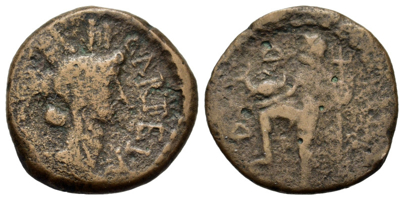 Spain, Carteia, after 44 BC. Æ (20.7mm,4.5g). CARTEIA, turreted head of Fortuna ...