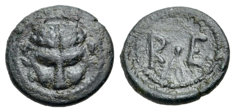 Italy, Bruttium, Rhegion, c. 450-425 BC. Æ Onkia (13mm, 1.43g). Lion mask facing...