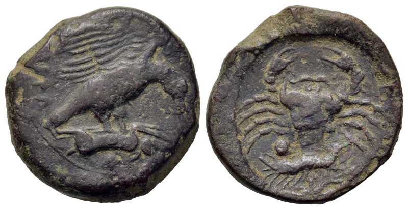 Sicily, Akragas, c. 420-415 BC. Æ Tetras (22.5mm,7.8g). Eagle with spread wings ...