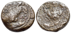 Sicily, Akragas, c. 420-406 BC. Æ Hexas (17mm, 7.08g, 6h). Eagle, with head lowered, standing r. on hare. R/ Crab; below, two fish r. CNS I, 71; HGC 2...