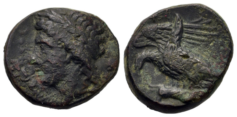 Sicily, Akragas, c. 338-317 BC. Æ (17.5mm,5.6g). Laureate head of Zeus to l. R/ ...
