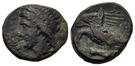 Sicily, Akragas, c. 338-317 BC. Æ (17.5mm,5.6g). Laureate head of Zeus to l. R/ Eagle standing to l., with hare in talons. CNS I, 116; HGC 2, 164.