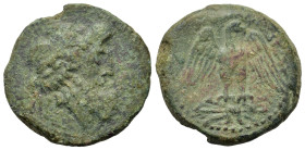 Sicily, Akragas, after 210 BC. Æ (22.7mm,8.9g). Laureate head of Zeus r., R/ Eagle standing facing with open wings. CNS I, n. 145; SNG ANS 1147-1148.