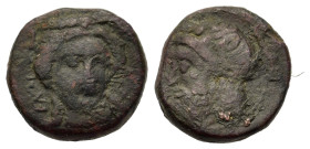 Sicily, Gela, c. 339-310 BC. Æ Tetras(?) (15mm,2.4g). Wreathed head of Demeter facing slightly r. R/ Wreathed head of Gelas left. Jenkins, Gela, Group...