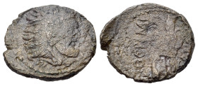 Sicily, Himera as Thermai Himerensis, c. 250-200 BC. Æ (21mm,5.01g). Bearded head of Herakles r., wearing lion skin headdress. R/ Turreted female stan...