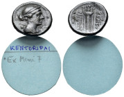 Sicily, Kentoripai, c. 2nd century BC. Æ Tetras (19mm, 3.86g). Draped bust of Artemis, wearing stephane, with bow and quiver over shoulder. R/ Tripod;...