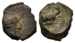 Sicily, Motya, c. 400-397 BC. Æ (10.9mm,1.4g). Bearded male head to r. R/ Crab. Campana 30. CNS 10 ('Eryx').