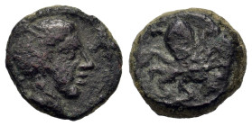 Sicily, Syracuse, c. 425-415 BC. Æ Onkia (12.3mm,1.7g). Head of Arethusa r. R/ Octopus; pellet below. CNS II, 9; SNG ANS 383; HGC 2, 1434.