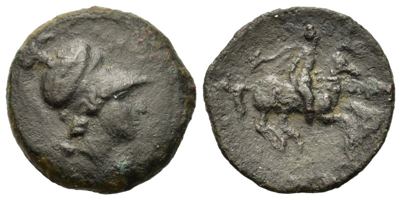 Sicily, Syracuse. Time of Agathokles, c. 310-309 BC. Æ (17.8mm,3.2g). Head of At...