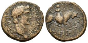 Tiberius in the name of Divus Augustus (14-37). Macedon, Amphipolis. Æ (22.5mm, 8.20g, 12h). Θ Ε Ο Υ Κ Α Ι Σ Α Ρ Ο Σ Σ Ε Β Α Σ Τ Ο Υ Bare head r. R/ Α...