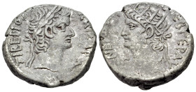 Nero with Tiberius (54-68). Egypt, Alexandria. BI Tetradrachm (24mm, 13.48g), year 13 (AD 66/7). Radiate bust with aegis l. R/ Laureate head of Tiberi...