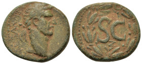 Nerva (96-98). Seleukis and Pieria, Antioch. Æ (28.5mm, 16g). IMP CAESAR NERVA AVG III COS, laureate head r. R/ Large S C in laurel wreath, Z below. R...