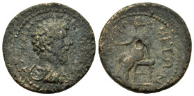 Lucius Verus (161-169). Macedon, Amphipolis. Æ (24,5mm, 7.80 g,). Bare head r. R/ Tyche seated l., holding phiale. RPC Online 6618.(10 specimen ). VF ...