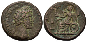 Commodus (177-192). Alexandria, Egypt. Æ (23.9mm,10.5g). Laureate head of Commodus, r. R/ Roma (or Athena) seated, l., holding Nike, resting hand on l...