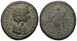 Julia Domna (Augusta, 193-217). Caria, Trapezopolis. Æ (29mm,15g). ΙΟΥΛΙΑ ΔΟΜΝΑ CΕΒΑC, draped bust r. R/ ΤΡΑΠΕΖΟΠΟΛΕΙΤΩΝ ΕΠΙ ΑΡ ΑΠΟΛΛΩΝΙΟΥ. Tyche stan...