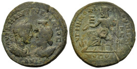Gordian IIΙ (238-244), with Serapis. Moesia Inferior, Marcianopolis. Æ Pentassarion (27.7mm,12.3g). Tullius Menophilus, legatus consularis. Laureate, ...