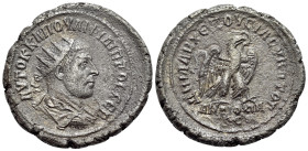 Philip I (244-249). Seleucis and Pieria, Antioch. AR Tetradrachm (28mm, 10.98g, 1h). AD 247. Radiate, draped and cuirassed bust r. R/ Eagle standing r...