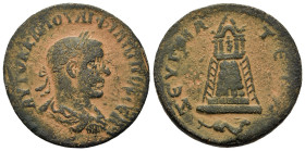 Philip II (247-249). Commagene, Zeugma. Æ Tetrassarion (27mm, 11,70g). Antioch mint. Laureate, draped, and cuirassed bust r., seen from behind. R/ Tet...
