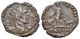 Philip II (Caesar, 247-249). Moesia Superior, Viminacium. Æ (21mm, 4.48g, 12), year 9 (247/8). Radiate, draped and cuirassed bust r. R/ Moesia standin...