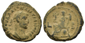 Numerian (Caesar, 282-283). Egypt, Alexandria. BI tetradrachm (20.3mm,7.9g). Year 2= A.D.283/4. Laureate, draped, and cuirassed bust r. R/ L-B, Athena...