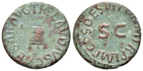 Claudius (41-54). Æ Quadrans (17mm, 2.67g, 6h). Rome, AD 41. Modius. R/ SC; around legend. RIC I 90. VF