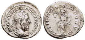 Macrinus (217-218). AR Denarius (20.3mm,3.3g). Rome. Laureate and cuirassed bust r. R/ Felicitas standing l., holding caduceus and sceptre. RIC 59.