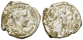Gordian III (238-244). AR Antoninianus (22.5mm,3.5g). Rome, 241. Radiate, draped and cuirassed bust r., seen from behind. R/ Gordian standing r., hold...