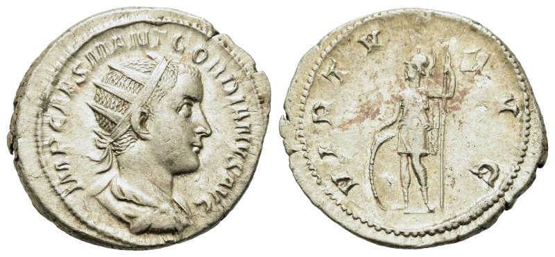 Gordian III (238-244). AR Antoninianus (22.9mm,3.6g), Rome, 238/9. Radiate, drap...