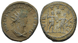 Gallienus (253-268). BI Antoninianus (19.5mm,4.3g). Samosata. Radiate, draped and cuirassed bust to r. R/Gallienus and Valerian I, standing facing eac...