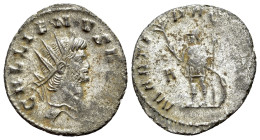 Gallienus (253-268). Antoninianus (22.5mm, 2.84g, 6h). Rome, 256-7. Radiate head r. R/ Mars standing l., holding olive branch, spear and shield; A to ...