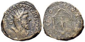 Postumus (260-269). Æ Double Sestertius (32mm,17.91g). Treveri, c. 263. Radiate, draped and cuirassed bust r. R/ Hercules standing l. in temple, holdi...