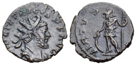 Tetricus I (271-274). Radiate (19.5mm, 2.69g, 12h). Treveri, 273-4. Radiate, draped and cuirassed bust r. R/ Virtus standing l., holding shield and sp...