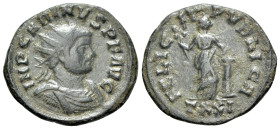 Carinus (283-285). Radiate (22.5mm, 4.00g, 12h). Ticinum, AD 283. Radiate, draped and cuirassed bust r. R/ Felicitas standing l., leaning on column, h...