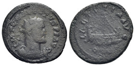 Allectus (293-296). Ӕ Quinarius (19mm, 2.66g, 6h). Camulodunum, AD 293-296. IMP C ALLECTVS P AVG, radiate and cuirassed bust right. R/ LAETITIA AVG, g...