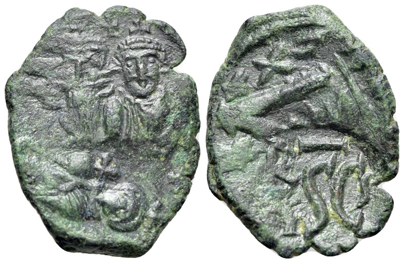 Heraclius (610-641). Æ 40 Nummi (26mm, 4.93g, 6h). Syracuse, 632-641. Countermar...