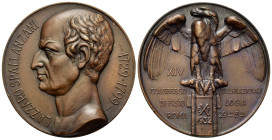 Italy, Rome. Lazzaro Spallanzani (Jesuit and biologist) (1729-1799). Æ Medal 1932 (50.9mm,80.7g). Rome, 14th Congress of Physiology .
