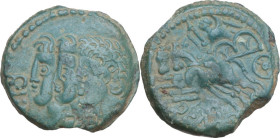 Celtic World. Northeast Gaul, Remi. AE 16 mm, c. 100-50 BC. Obv. REMO. Three jugate heads left. Rev. REMO. Victory driving biga left. D&T 593; Depeyro...