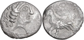 Celtic World. Cisalpine Gaul, the Veneti. AR Drachm, c. 2nd century BC. Obv. Female head right. Rev. Stylized lion left; pseudo legend above. Cf. Paut...
