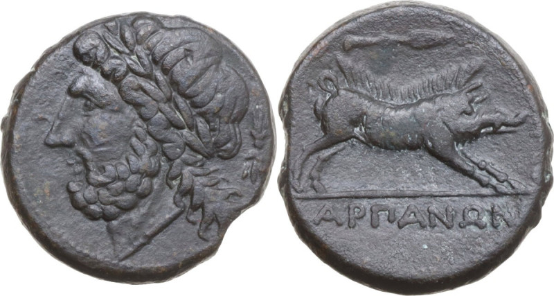 Greek Italy. Northern Apulia, Arpi. AE 21 mm, c. 325-275 BC. Obv. [ΔΑΖΟΥ]. Laure...