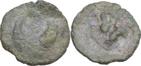 Greek Italy. Northern Apulia, Luceria. Light series. AE Cast Semuncia, c. 217-212 BC. Obv. Crescent. Rev. Thyrsos with fillets; L in field. HN Italy 6...