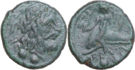 Greek Italy. Southern Apulia, Brundisium. AE Quadrans, Semuncial standard, 2nd century BC. Obv. Laureate head of Poseidon right; below, three pellets....