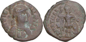 Ostrogothic Italy, Athalaric (526-534). AE Decanummium. Pseudo-Imperial Coinage. In the name of Justinian I. Roma, c. 526-534. Obv. INVICT-A ROMA Helm...
