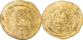 Justinian I (527-565). AV Semissis, Constantinople mint, 527-552 AD. Obv. D N IVSTINIANVS P P AVI. Pearl-diademed, draped and cuirassed bust right. Re...