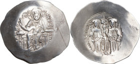 Alexius III Angelus-Comnenus (1195-1203). Pale EL Aspron Trachy. Constantinople mint. Struck 1197-1203. Obv. Christ Pantokrator enthroned facing. Rev....