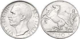 Vittorio Emanuele III (1900-1943). 10 lire 1928 *. Pag. (decimali) 693; MIR (Savoia) 1132e. AG. 9.96 g. 27.5 mm. qFDC/FDC.