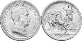 Vittorio Emanuele III (1900-1943). 2 lire 1917. Pag. (decimali) 740; MIR (Savoia) 1142d. AG. 9.97 g. 27 mm. Metallo brillante. qFDC.