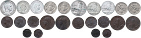 Vittorio Emanuele III (1900-1943). Lotto di dodici (12) monete: 2 lire 1908, lira 1908, lira 1909, 20 centesimi 1908, 20 centesimi 1909, 5 centesimi 1...