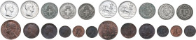 Vittorio Emanuele III (1900-1943). Lotto di undici (11) monete: lira 1916, lira 1917, 20 centesimi 1918, 20 centesimi 1919, 20 centesimi 1920, 5 cente...