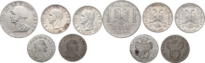 Albania. Vittorio Emanuele III (1939-1943). Lotto di tre (3) monete: 5 lek 1939 ...