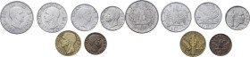 Vittorio Emanuele III (1900-1943). Serie 1941 comprendente 2 lire, lira, 50 centesimi, 20 centesimi, 10 centesimi e 5 centesimi. NI, BR.